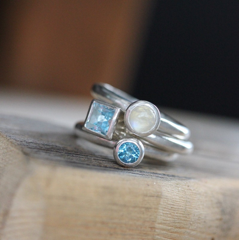 Blue topaz rings silver stacking rings handmade UK london blue topaz rings Blue topaz rings silver stacking rings handmade UK london blue topaz rings