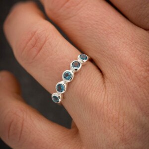 London Blue Topaz Ring, Multistone Ring,Gemstone Ring, Sterling Silver Ring, Non Diamond, Anniversary Band, Nickel Free, Made in your size image 2