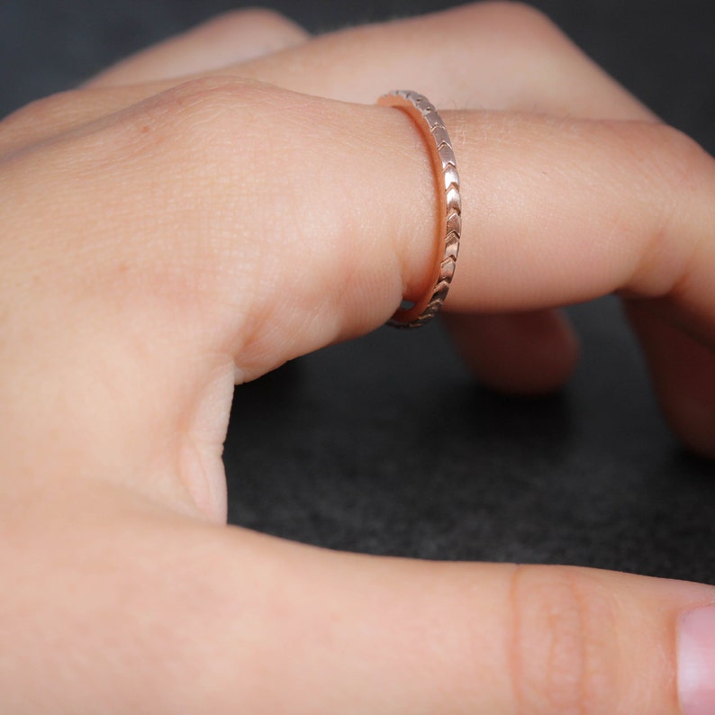 14k Yellow Gold or 14k Rose Gold Chevron Stacking Band // Gold Etsy