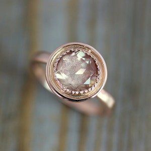 Sunstone Ring, Oregon Sunstone Engagement Ring, Milgrain Ring, Rose Gold Engagement Ring, Boho Engagement Ring