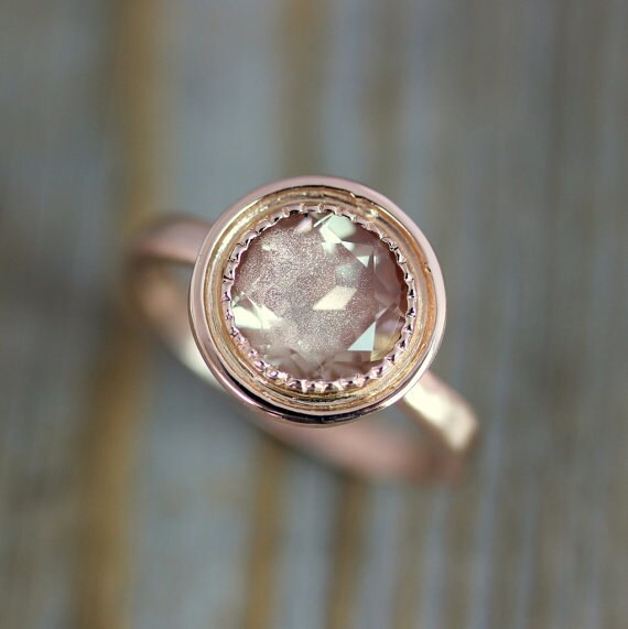 8mm Round Oregon Sunstone Solitaire Ring