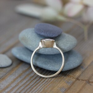 14k Palladium White gold, Morganite Gemstone Ring, Asscher Cut Morganite, Non Diamond Octagonal Morganite Engagement Ring image 3