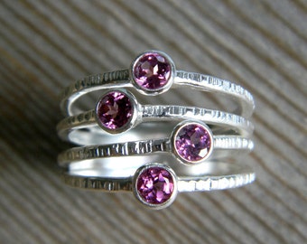 The Confetti Ring in Pink Rhodolite Garnet and Recycled Sterling