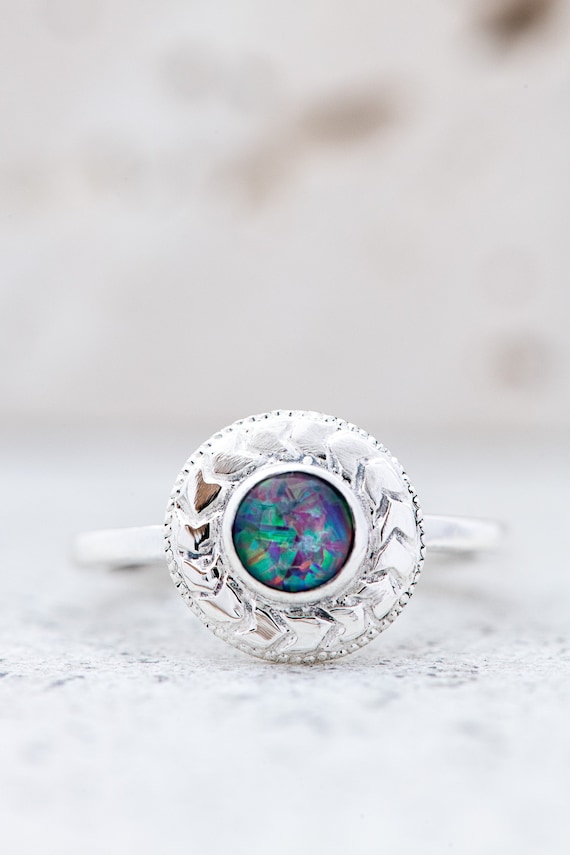 PEORA Created Black Fire Opal Ring for Women in India | Ubuy