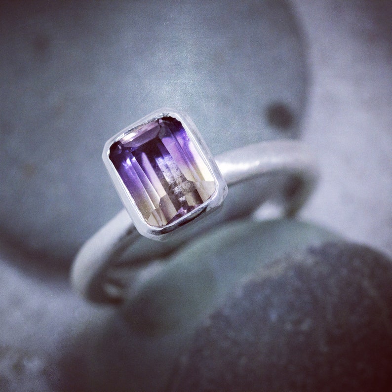 Octagon Ametrine Stacking Ring in Sterling Silver image 1