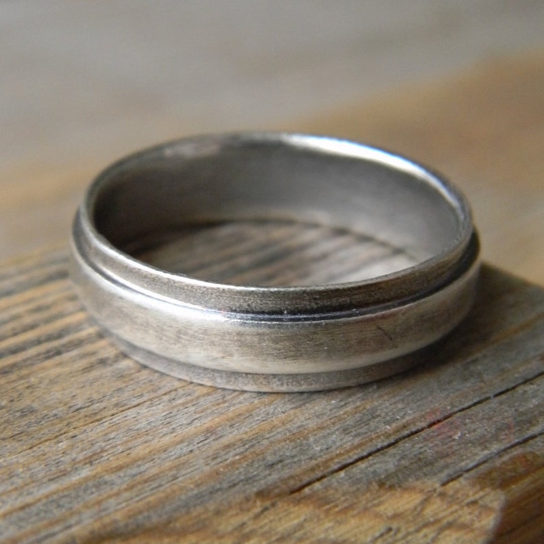 Unique Sterling Silver Wedding Band Handmade Unisex Wedding Ring Onegarnetgirl image 2