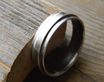 Wide Band Size 10.25  Oxidized Sterling Silver Band Ring, Unisex Wedding Band