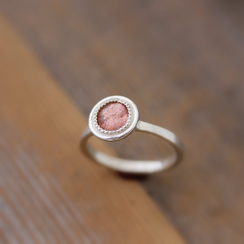 Oregon Sunstone Ring in Sterling Silver, Vintage Inspired Milgrain Detail Halo Ring image 4