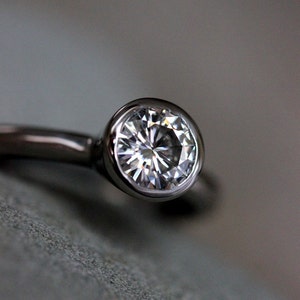 Moissanite Ring, White Gold Ring, Solitaire, Recycled Metal Engagement Ring, Diamond Alternative