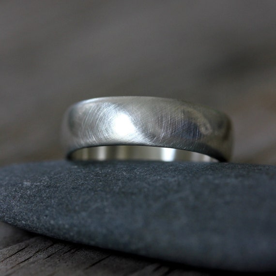 Matte silver wedding best sale band