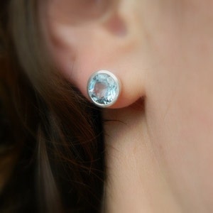 9mm White Topaz Stud Earrings, Sterling Silver Post Earrings, Huge Gem Stud Earrings image 3