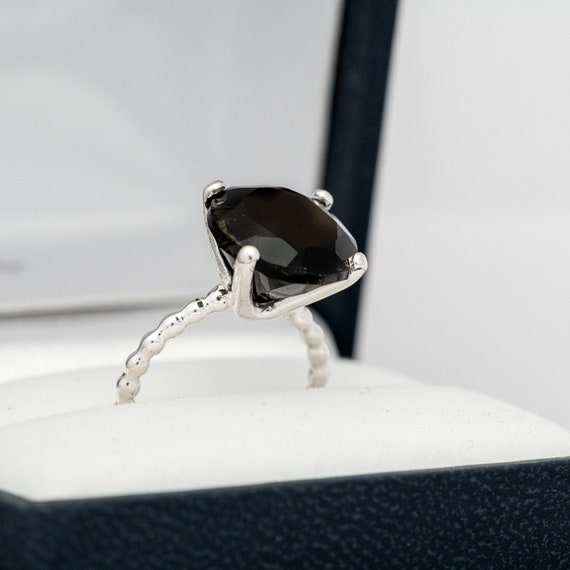 Natural Black Spinel Ring Spinel Wedding Ring Checker Cut Gemstone Black  Gems Ring 925 Sterling Silver Ring 