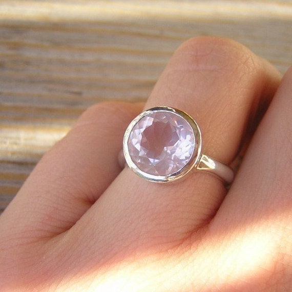 Semi Precious Rose Quartz Ring Gemstone Jewelry Solid Silver Ring Natural Rose Quartz Ring Gift For Her
