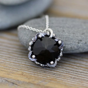 Ready to Ship, Recycled Sterling Silver And Black Spinel  Gemstone Necklace