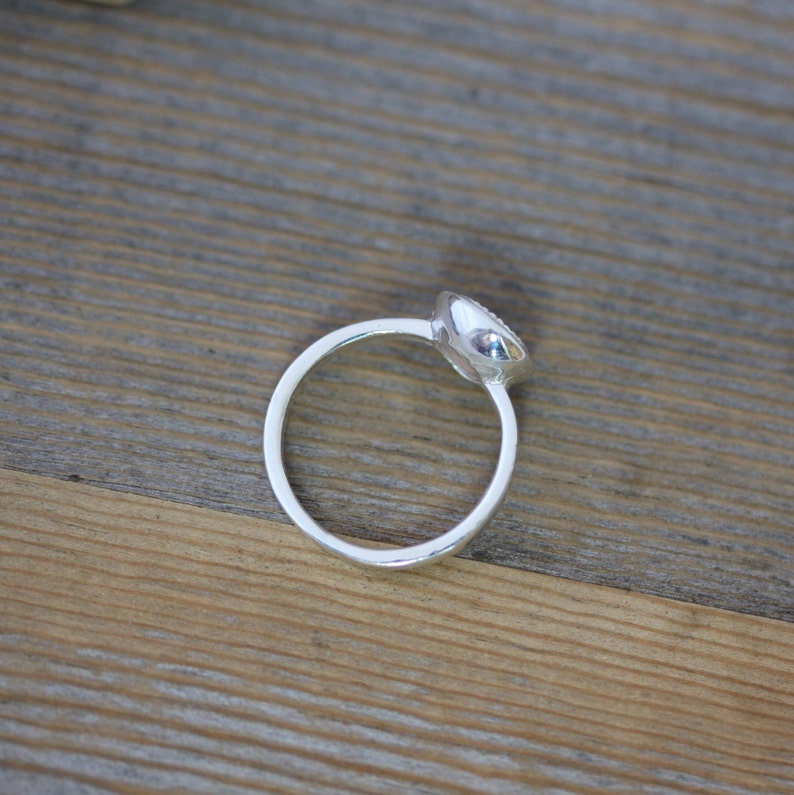 Oregon Sunstone Ring in Sterling Silver, Vintage Inspired Milgrain Detail Halo Ring image 3