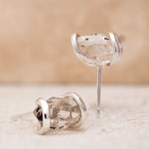 Herkimer Diamond Earrings, Silver Post Earrings, Raw Diamond Stud Earrings, Herkimer Studs, Handmade Earrings