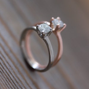 Rose Gold Engagement Ring, Moissanite Engagement Ring, Diamond Alternative, Clear Stone Engagement Rings image 4