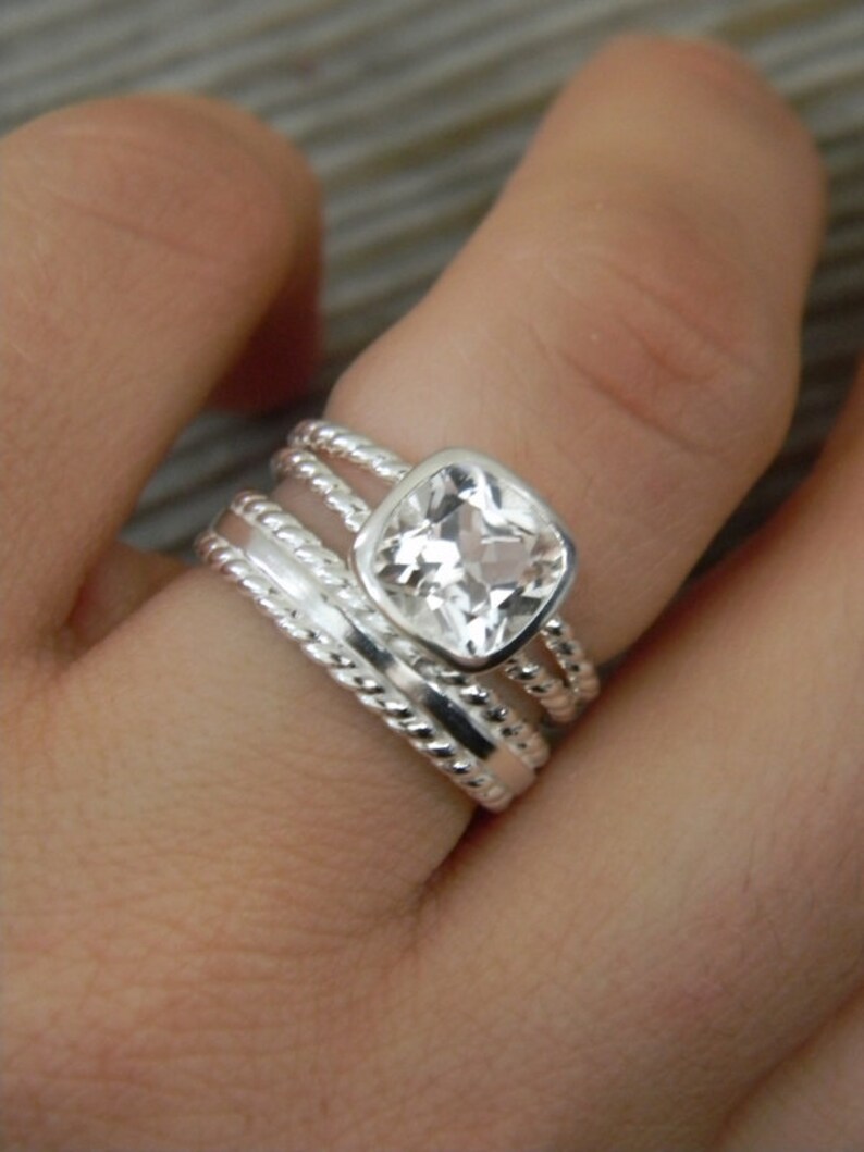 White Topaz Gemstone Ring Tarnish Resistant Sterling Silver Etsy