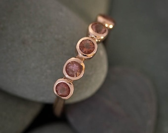 Oregon Sunstone Multi Stone Ring in Rose Gold, Sunstone Wrap Band, Oregon Sunstone Wedding Band