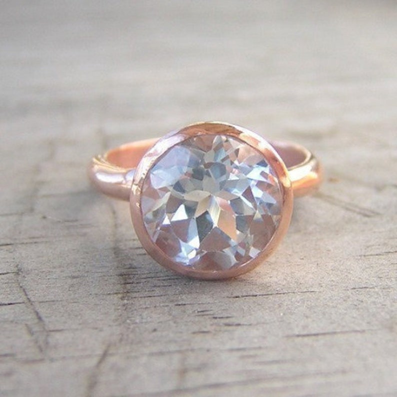 White Topaz Ring, Handmade Bezel Set Solitaire Ring, Handmade Gift for Her image 4