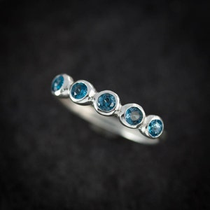 London Blue Topaz Ring, Multistone Ring,Gemstone Ring, Sterling Silver Ring, Non Diamond, Anniversary Band, Nickel Free, Made in your size