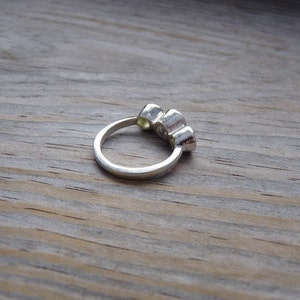Three Stone White Topaz Ring, Past, Present, Future Gemstone 3 Stone Anniversary Gift image 3