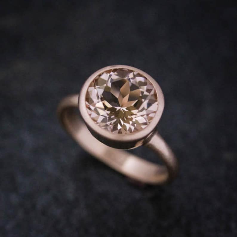 Morganite Rose Gold Gemstone Ring, 14k Rose Gold Solitaire Handmade Engagement Ring, Eco Friendly image 1