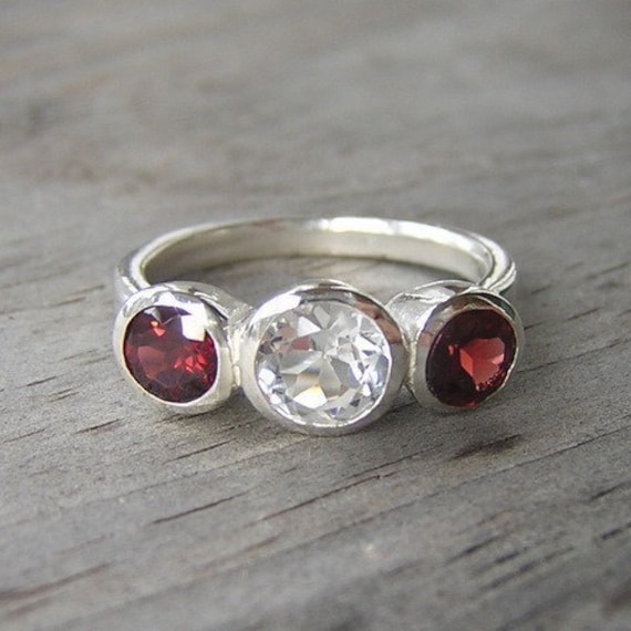 Ready to Ship Garnet Ring With White 