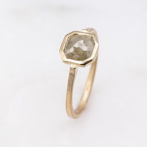 Gray Diamond Engagement Ring Gray Diamond Wedding Ring Rose Cut Ring in Yellow Gold Handmade Jewelry from New England image 5