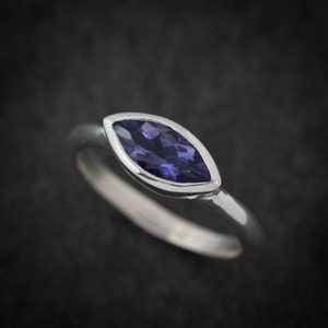 Marquise Shape Ring, Water Sapphire Ring, Gemstone Solitaire Ring,September Birthstone Ring, Water Sapphire Engagement Ring,Eco Silver Rings