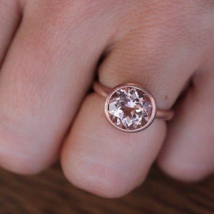 Morganite Rose Gold Gemstone Ring, 14k Rose Gold Solitaire Handmade Engagement Ring, Eco Friendly image 4