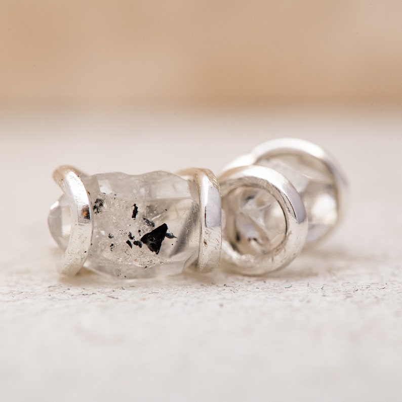 Herkimer Diamond Earrings, Silver Post Earrings, Raw Diamond Stud Earrings, Herkimer Studs, Handmade Earrings image 4