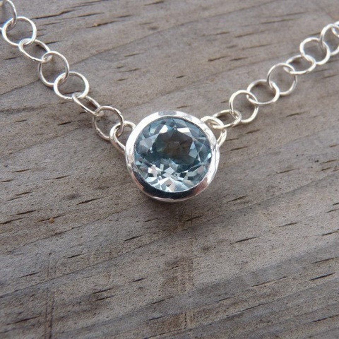 Sky Blue Topaz Necklace, Handmade Sterling Silver and Gemstone Pendant ...