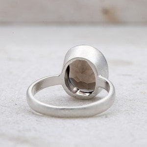 Ecologically friendly Smoky Quartz Ring, A Solitaire Gemstone Ring Made in Recycled Silver Jewelry, Low Carbon Footprint Jewelry image 4