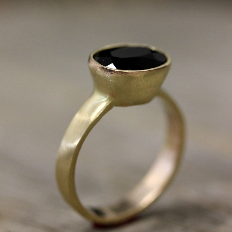 14k Gold Black Spinel Ring, Gemstone and Recycled Gold Ring, Oval Black Spinel Ring, Black Spinel Jewelry image 4