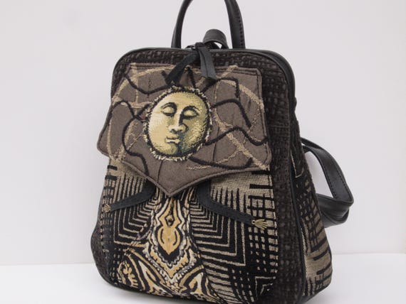 OOAK Celestial Backpack | Upholstery Collage, Leather Accents