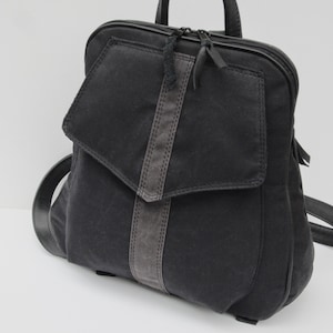 Waxed Canvas Backpack | Casual Backpack, Women&#39;s Waxed Backpack, Water Resistant | Black Gray | Unisex Bag | Canvas Purse - Rugged Beauty