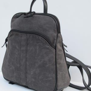 Mochila de lona encerada / Mochila de lona encerada gris / Mochila tipo cartera / Mochila informal para senderismo y desplazamientos diarios / Unisex / Belleza resistente