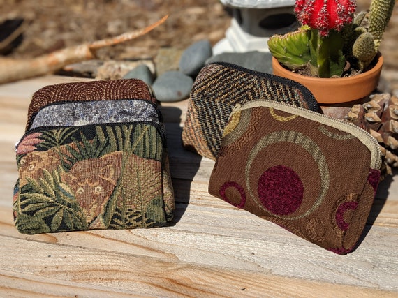 Small Zippered Pouch, Zipper Coin Purse, Gift Card Holder, Flowers, Brown,  Tie Die, Jungle Cute Zipper Bag, Coin Purse, Gifts Under 15 