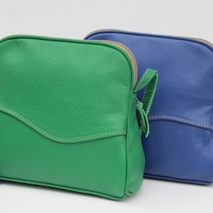Small Leather Shoulder Bag | Green Pebble Grain Leather Crossbody Bag | Small Cowhide Purse | Genuine Cowhide | Green Leather