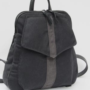 Sac à dos en toile cirée | Sac à dos décontracté, sac à dos ciré pour femme, résistant à l'eau | Noir Gris | Sac unisexe | Porte-monnaie en toile - Rugged Beauty