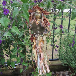Handmade Goddess Doll | OOAK Spirit Doll | Summer Nature Spirit | Green Rust Peach Gold Sprite | Inspirational Collectible Doll