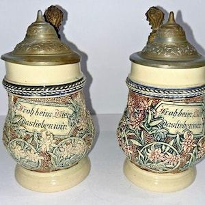 Vintage German Beer Mugs Set of 2 Decorative Made in Germany Collectible Stein