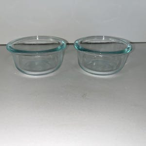 Pyrex 7202R Blue Tint Casserole Dish Set of 2 Vintage USA Glass Baking Bowl
