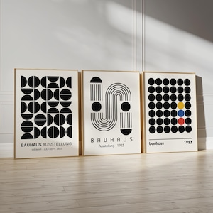 Conjunto de impresiones Bauhaus Black: Arte mural geométrico (impresiones digitales)