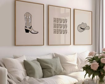 Vintage Cowgirl Art Prints: Retro Western Gallery Wall Set (Digital Prints)