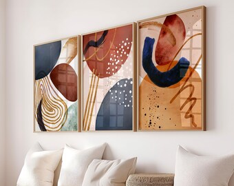 Mid Century Modern Art Prints Set: Boho Abstract Shapes (Digital Download)