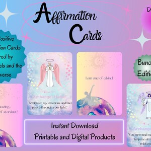 30 tarjetas imprimibles diarias de afirmación positiva, Ley de atracción, Espiritual, Confianza, Orientación, Cuidado personal, Atención plena, Manifestación.