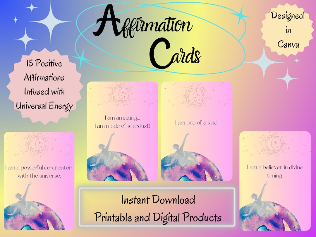 15 Printable Daily Affirmation Cards, Spirituality, Law of Attraction ...
