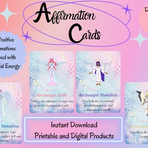 15 tarjetas imprimibles diarias de afirmación de sanación, Mensajes de arcángel, Divino, Inspiración, Atención plena, Gratitud, Cuidado personal, Positividad, Amor